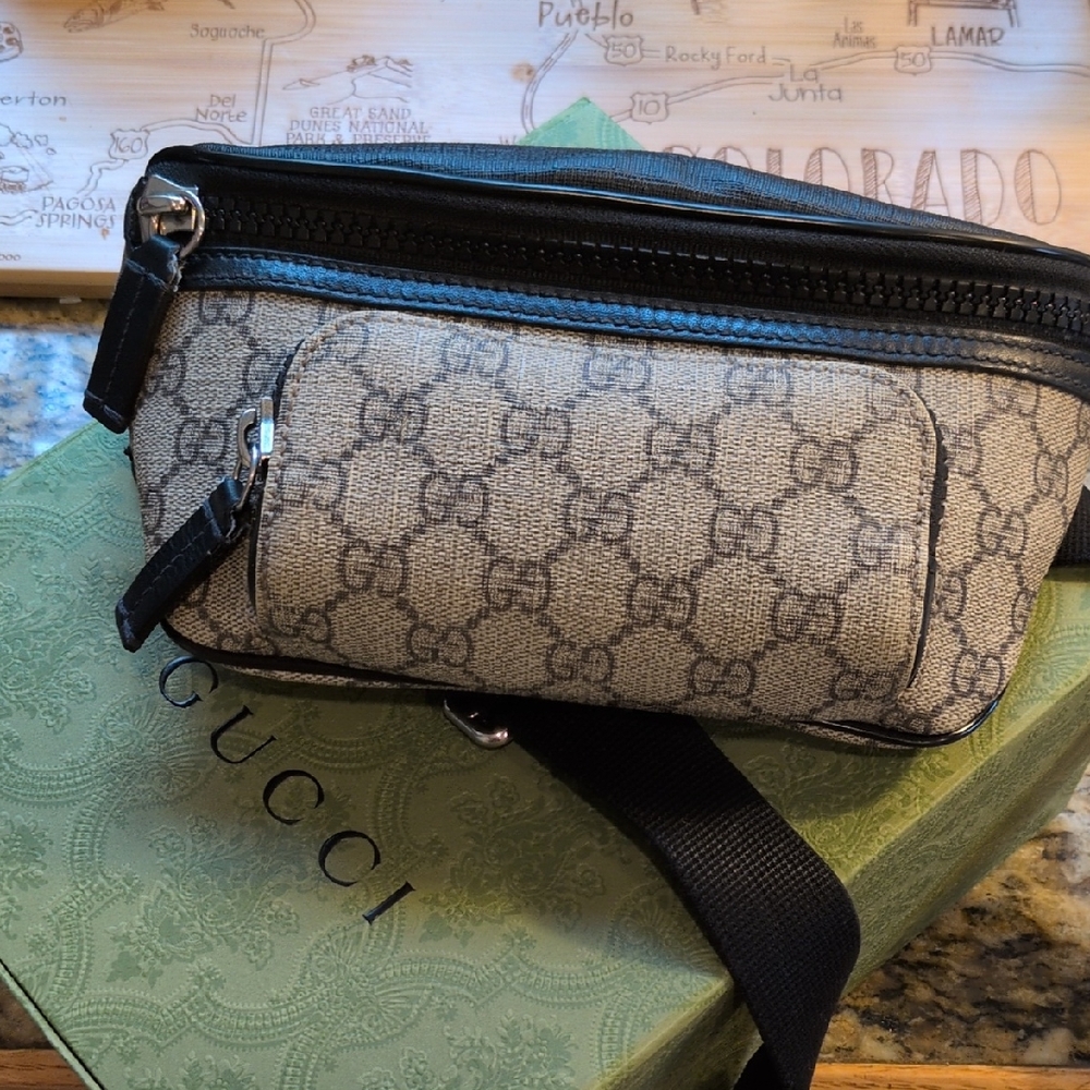 Gucci Beige and Black Belt Bag